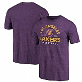 Los Angeles Lakers Purple Vintage Arch Fanatics Branded Tri-Blend T-Shirt,baseball caps,new era cap wholesale,wholesale hats